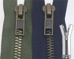 Zip 5 laiton bronze séparable (Double curseur poire - 95 cm - Beige)
