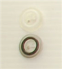 Bouton 2 trous (Plastique - Transparent cerclé noir - 12 mm)