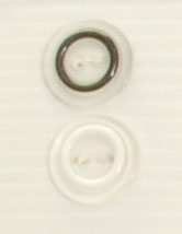 Bouton 2 trous (Plastique - Transparent cerclé blanc - 17 mm)