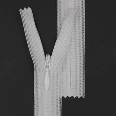 Zip 4 invisible fixe (Goutte d'eau - 18 cm - Blanc)