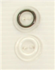 Bouton 2 trous (Plastique - Transparent cerclé blanc - 17 mm)