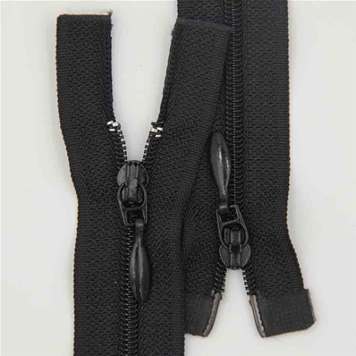 Zip 4 spirale séparable (Double curseur goutte d'eau - 73 cm - Noir)