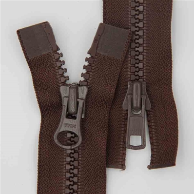 Zip 6 injecté séparable (Double curseur - 60 cm - Marron)