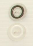 Bouton 2 trous (Plastique - Transparent cerclé noir - 14 mm)
