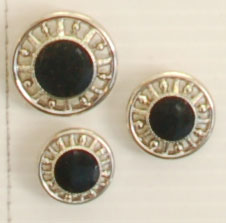 Bouton queue (Plastique - Noir cerclé argent - 18 mm)