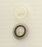 Bouton 2 trous (Plastique - Transparent cerclé noir - 12 mm)