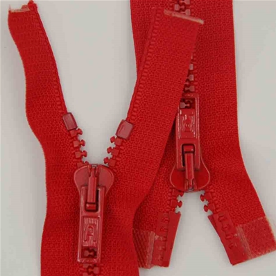 Zip 6 injecté séparable (Double curseur - 60 cm - Rouge)